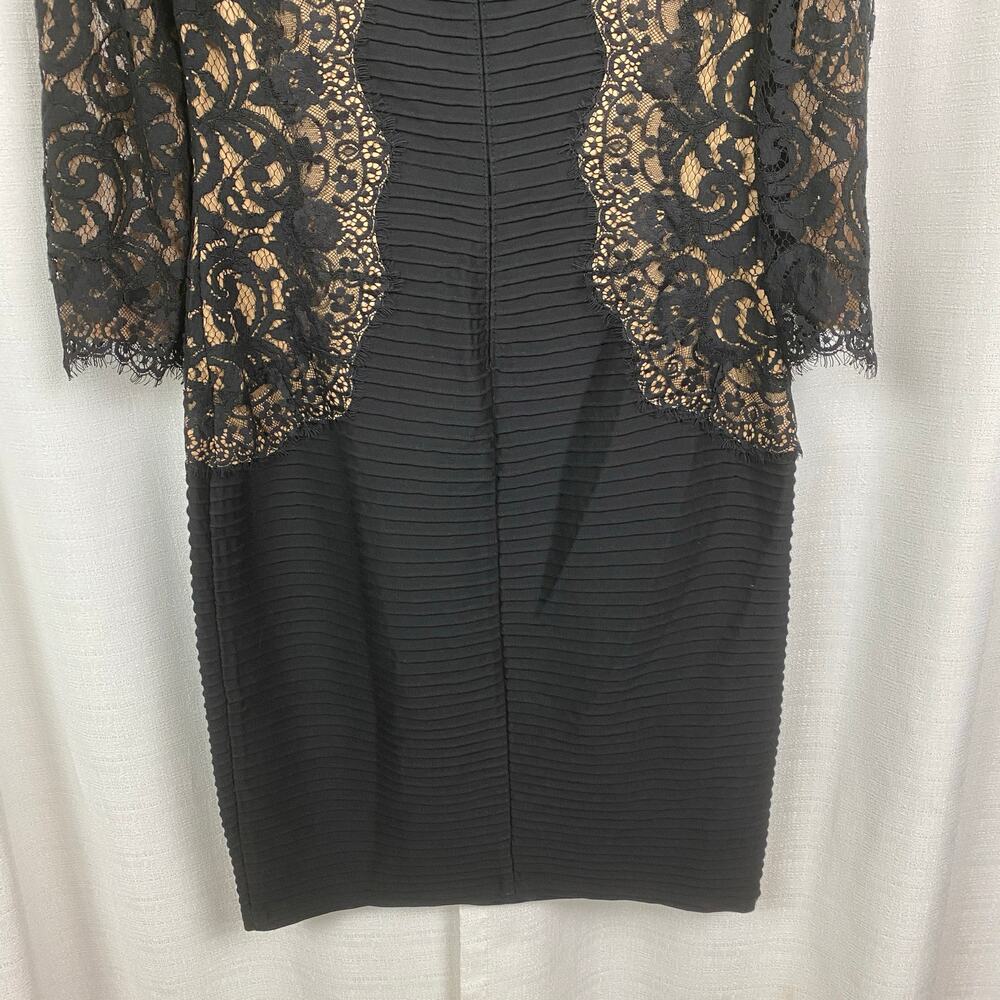 Tadashi Shoji Black Lace Inset Sheath Midi Dress Sz.L - Picture 12 of 14